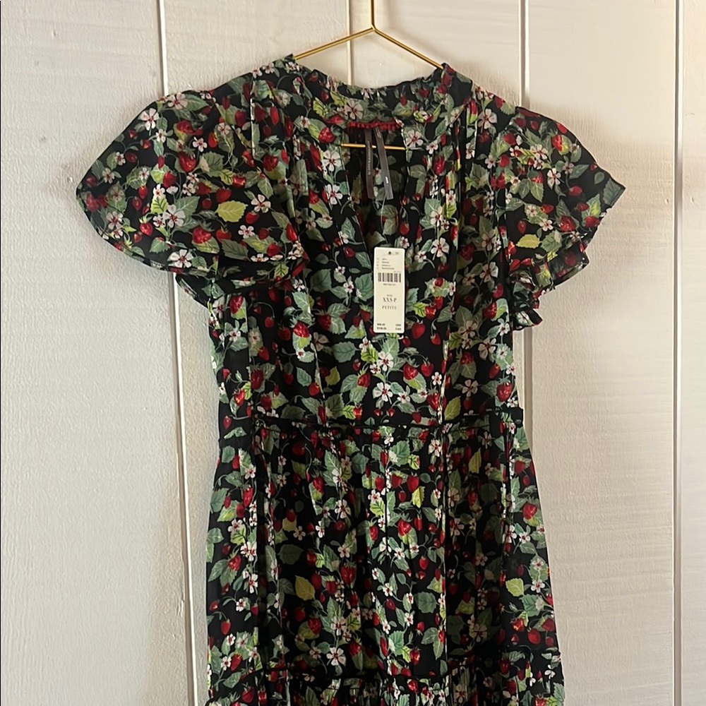 Floral Black Dress with Ruffle Sleeves